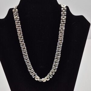 Napier Silver-Tone Chain Necklace‎ Unisex 17" Rectangular Link Statement NOS